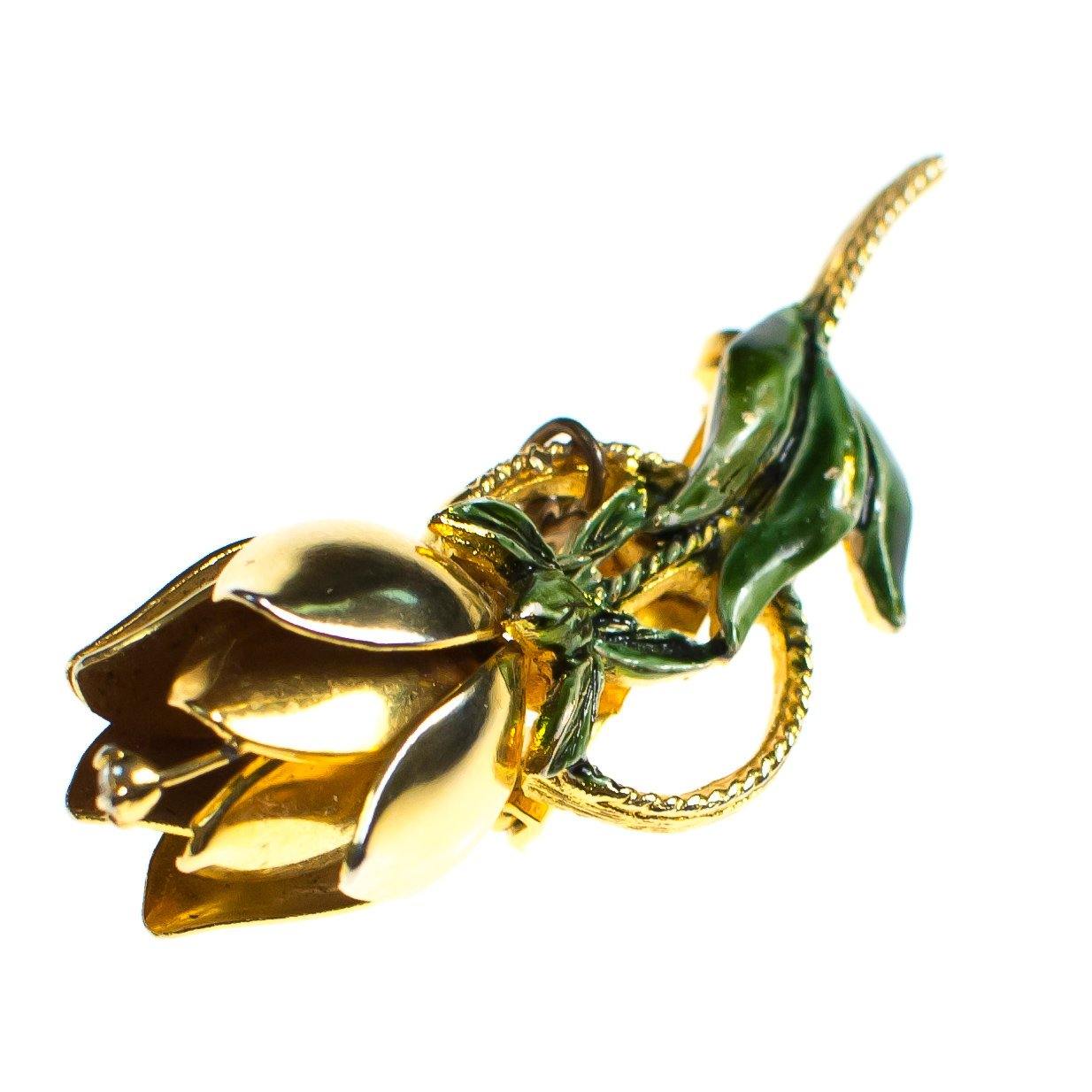 Vintage 1940s Gilt Flower Brooch with Trembler Rhinestone Center by 1940s - Vintage Meet Modern Vintage Jewelry - Chicago, Illinois - #oldhollywoodglamour #vintagemeetmodern #designervintage #jewelrybox #antiquejewelry #vintagejewelry