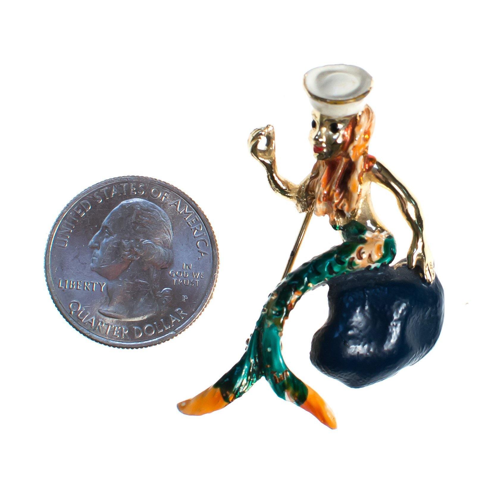 Vintage Painted Enamel Mermaid Brooch by 1960s - Vintage Meet Modern Vintage Jewelry - Chicago, Illinois - #oldhollywoodglamour #vintagemeetmodern #designervintage #jewelrybox #antiquejewelry #vintagejewelry