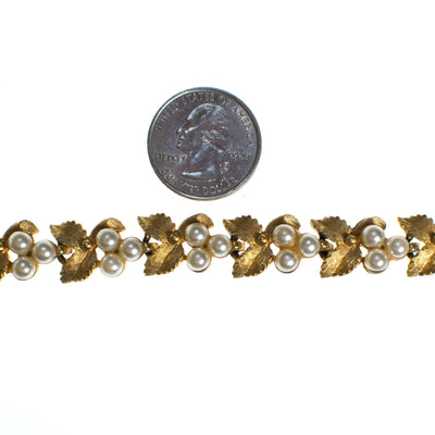 Vintage Mid Century Modern Gold Flower Bracelet with Faux Pearls by 1960s - Vintage Meet Modern Vintage Jewelry - Chicago, Illinois - #oldhollywoodglamour #vintagemeetmodern #designervintage #jewelrybox #antiquejewelry #vintagejewelry
