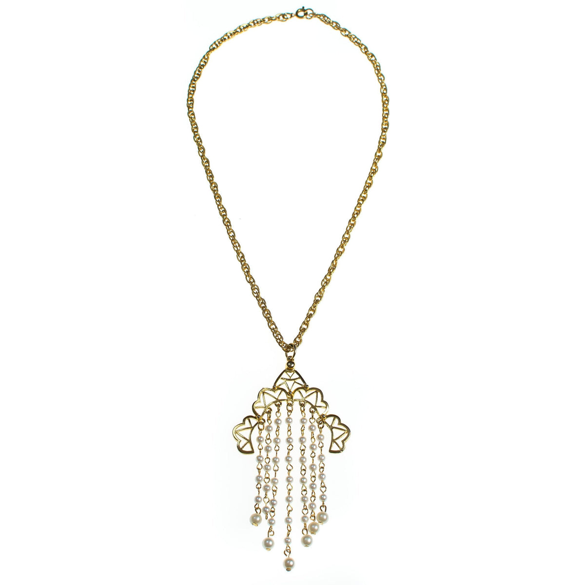 Vintage 1970s Bohemian Chic Waterfall Pearl Tassel Necklace
