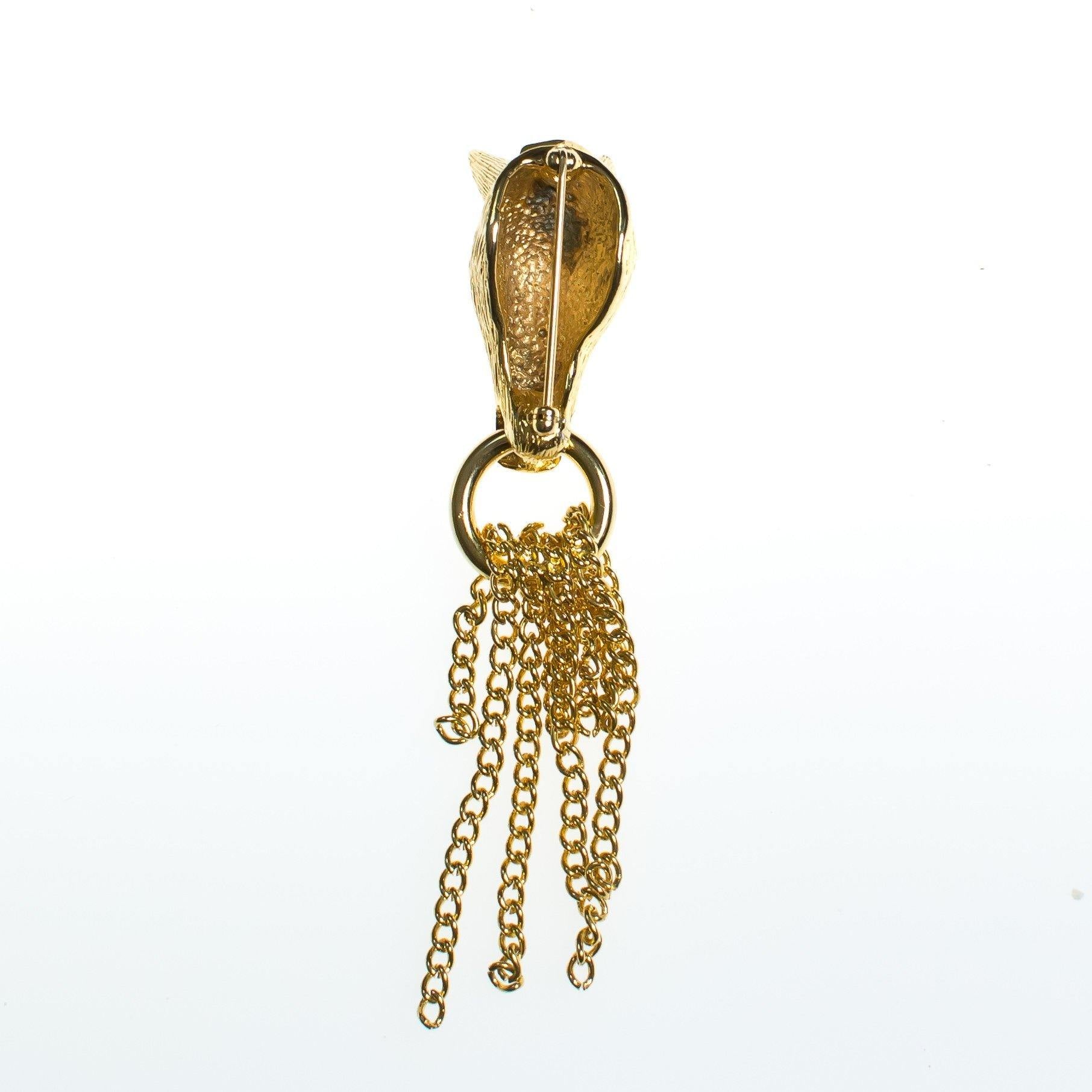 Vintage Gold Horse Brooch with Tassels by 1980s - Vintage Meet Modern Vintage Jewelry - Chicago, Illinois - #oldhollywoodglamour #vintagemeetmodern #designervintage #jewelrybox #antiquejewelry #vintagejewelry