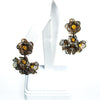 Vintage Gilt Caged Petal Flower Statement Earrings with Amber Crystal Centers by 1950s - Vintage Meet Modern Vintage Jewelry - Chicago, Illinois - #oldhollywoodglamour #vintagemeetmodern #designervintage #jewelrybox #antiquejewelry #vintagejewelry