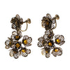 Vintage Gilt Caged Petal Flower Statement Earrings with Amber Crystal Centers by 1950s - Vintage Meet Modern Vintage Jewelry - Chicago, Illinois - #oldhollywoodglamour #vintagemeetmodern #designervintage #jewelrybox #antiquejewelry #vintagejewelry