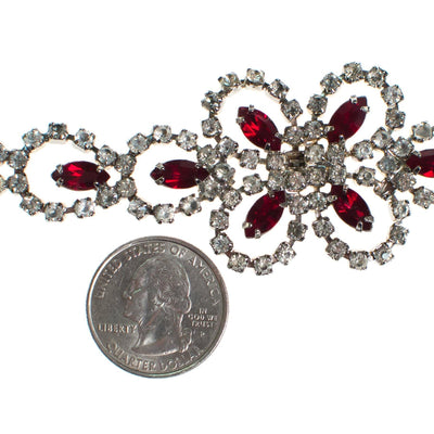 Vintage Art Deco Style Ruby Red Crystal and Diamante Rhinestone Bracelet by Art Deco - Vintage Meet Modern Vintage Jewelry - Chicago, Illinois - #oldhollywoodglamour #vintagemeetmodern #designervintage #jewelrybox #antiquejewelry #vintagejewelry