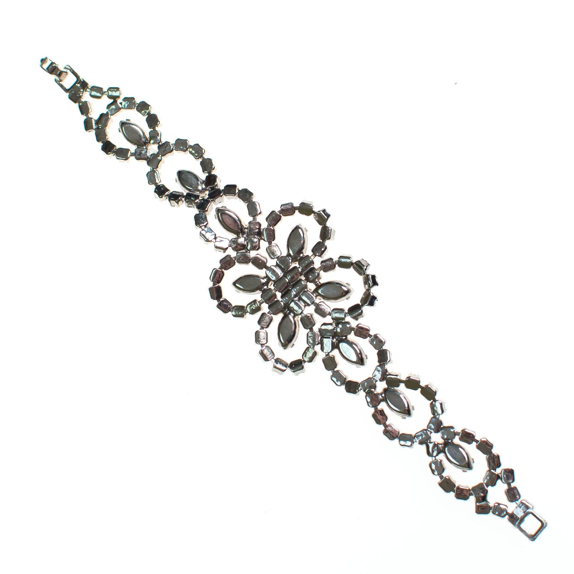 Vintage Art Deco Style Ruby Red Crystal and Diamante Rhinestone Bracelet by Art Deco - Vintage Meet Modern Vintage Jewelry - Chicago, Illinois - #oldhollywoodglamour #vintagemeetmodern #designervintage #jewelrybox #antiquejewelry #vintagejewelry