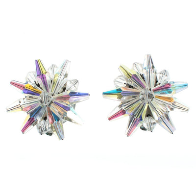 Vintage Aurora Borealis Crystal Star Earrings, Clip On by Aurora Borealis - Vintage Meet Modern Vintage Jewelry - Chicago, Illinois - #oldhollywoodglamour #vintagemeetmodern #designervintage #jewelrybox #antiquejewelry #vintagejewelry