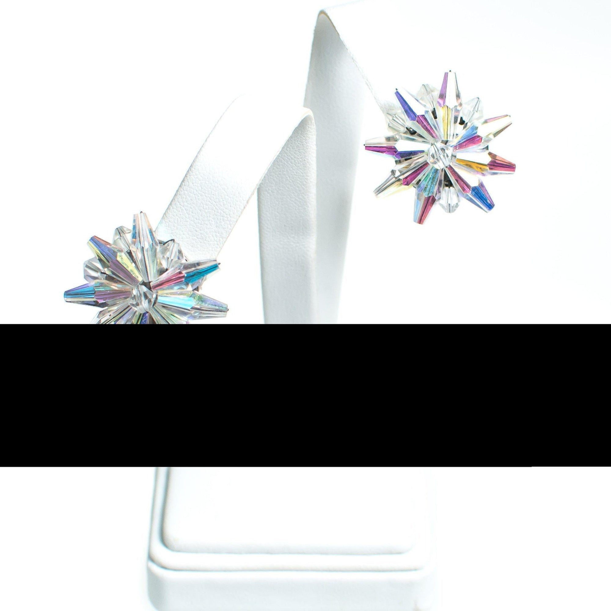 Vintage Aurora Borealis Crystal Star Earrings, Clip On by Aurora Borealis - Vintage Meet Modern Vintage Jewelry - Chicago, Illinois - #oldhollywoodglamour #vintagemeetmodern #designervintage #jewelrybox #antiquejewelry #vintagejewelry