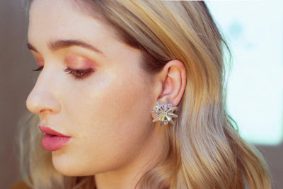 Vintage Aurora Borealis Crystal Star Earrings, Clip On by Aurora Borealis - Vintage Meet Modern Vintage Jewelry - Chicago, Illinois - #oldhollywoodglamour #vintagemeetmodern #designervintage #jewelrybox #antiquejewelry #vintagejewelry