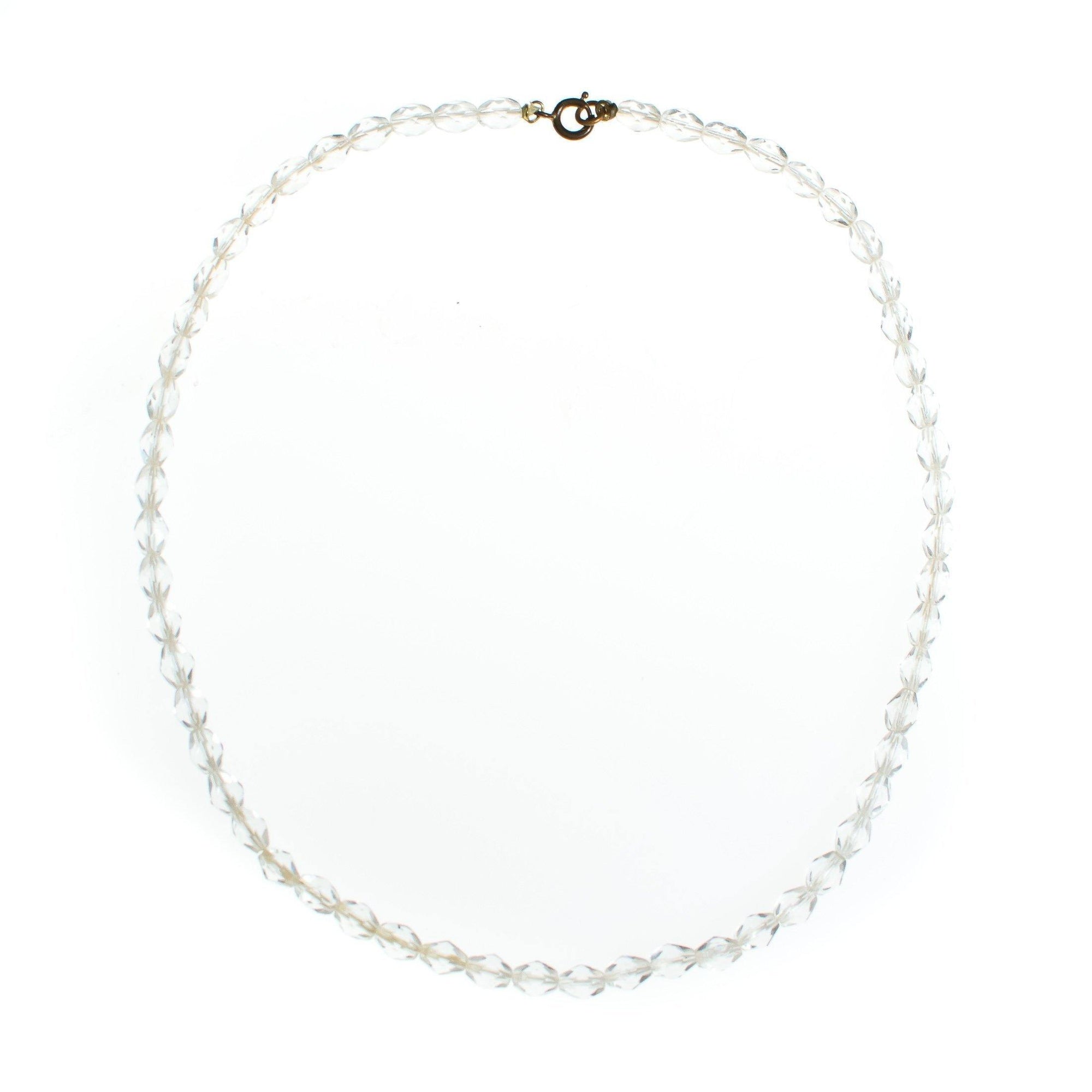 Vintage Art Deco Era Faceted Cut Crystal Beaded Single Strand Necklace by Art Deco - Vintage Meet Modern Vintage Jewelry - Chicago, Illinois - #oldhollywoodglamour #vintagemeetmodern #designervintage #jewelrybox #antiquejewelry #vintagejewelry