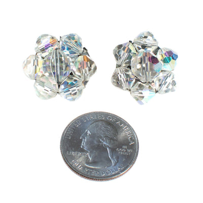 Vintage Aurora Borealis Rhinestone Cluster Clip On Earrings by Aurora Borealis - Vintage Meet Modern Vintage Jewelry - Chicago, Illinois - #oldhollywoodglamour #vintagemeetmodern #designervintage #jewelrybox #antiquejewelry #vintagejewelry