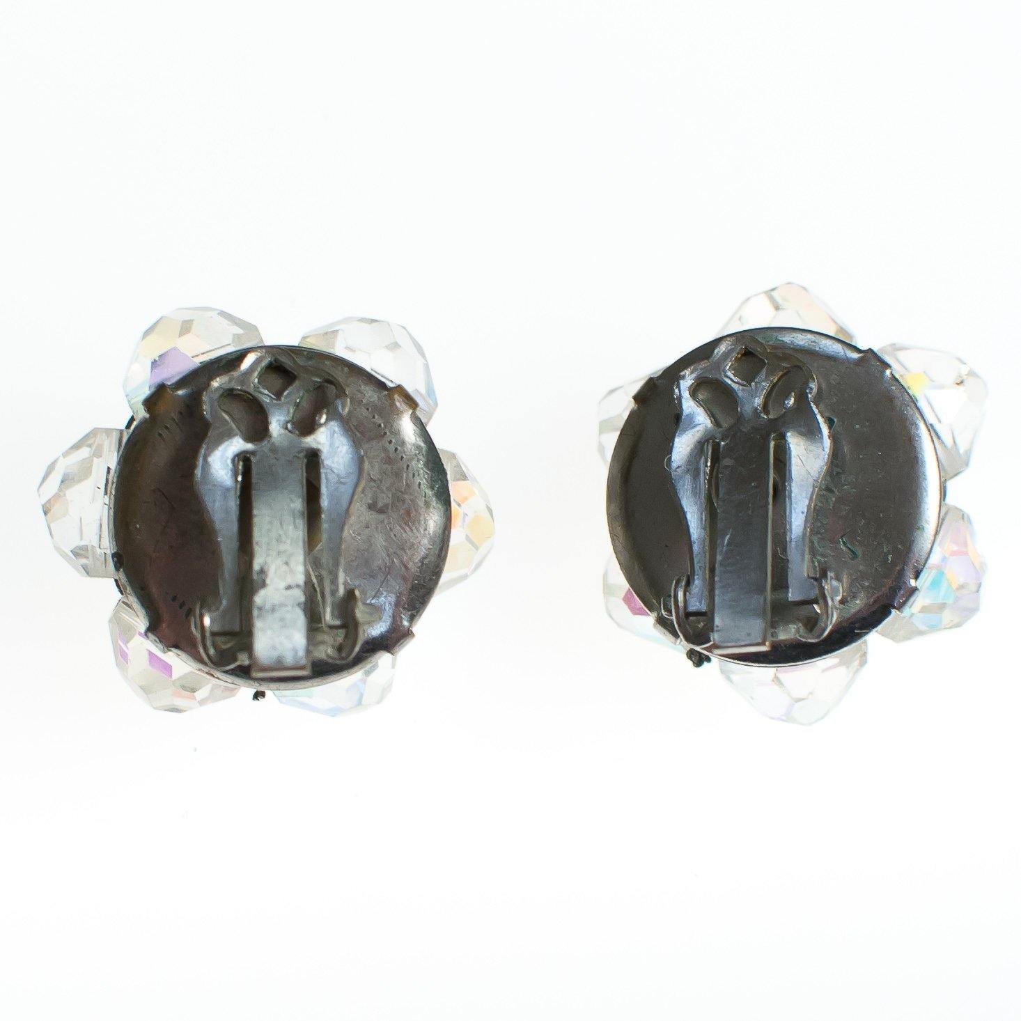 Vintage Aurora Borealis Rhinestone Cluster Clip On Earrings by Aurora Borealis - Vintage Meet Modern Vintage Jewelry - Chicago, Illinois - #oldhollywoodglamour #vintagemeetmodern #designervintage #jewelrybox #antiquejewelry #vintagejewelry