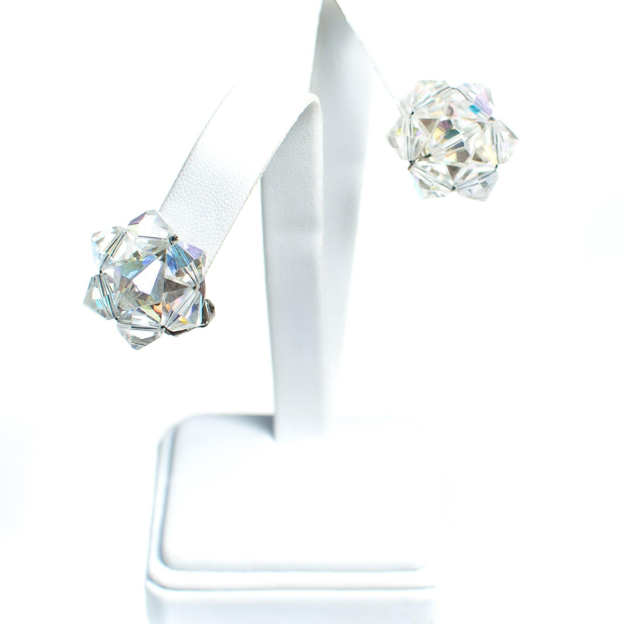 Vintage Aurora Borealis Rhinestone Cluster Clip On Earrings by Aurora Borealis - Vintage Meet Modern Vintage Jewelry - Chicago, Illinois - #oldhollywoodglamour #vintagemeetmodern #designervintage #jewelrybox #antiquejewelry #vintagejewelry