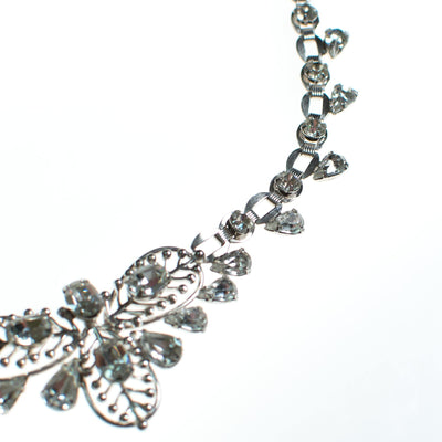 Vintage Silver Rhinestone Floral Garland Style Leaf Choker Necklace by 1950s - Vintage Meet Modern Vintage Jewelry - Chicago, Illinois - #oldhollywoodglamour #vintagemeetmodern #designervintage #jewelrybox #antiquejewelry #vintagejewelry