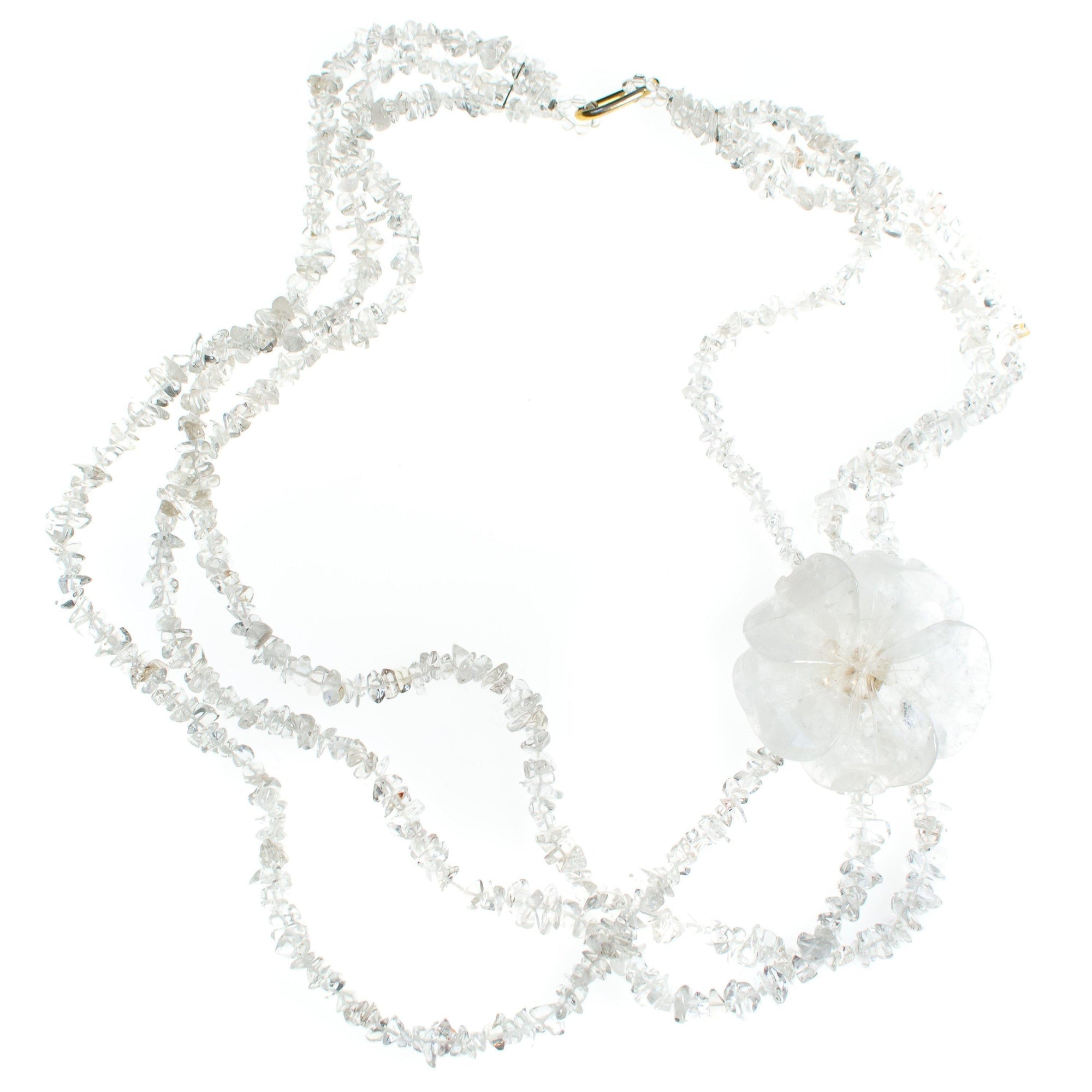 Vintage One of a kind Faceted Quartz Flower Necklace with Faceted Crystal by Artisan - Vintage Meet Modern Vintage Jewelry - Chicago, Illinois - #oldhollywoodglamour #vintagemeetmodern #designervintage #jewelrybox #antiquejewelry #vintagejewelry