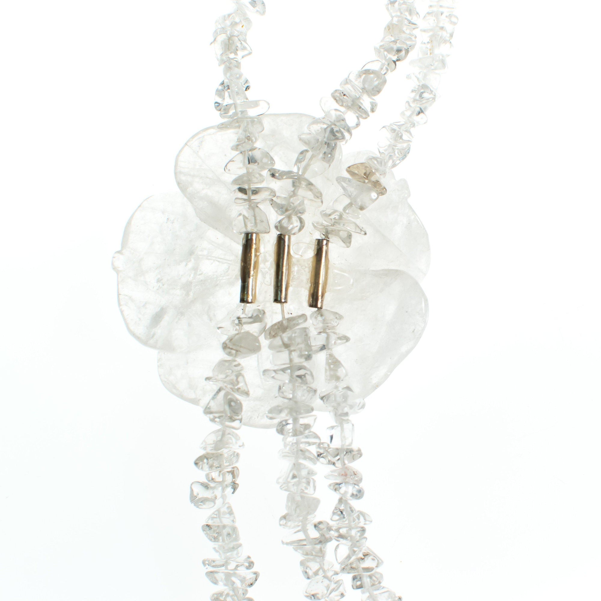 Vintage One of a kind Faceted Quartz Flower Necklace with Faceted Crystal by Artisan - Vintage Meet Modern Vintage Jewelry - Chicago, Illinois - #oldhollywoodglamour #vintagemeetmodern #designervintage #jewelrybox #antiquejewelry #vintagejewelry