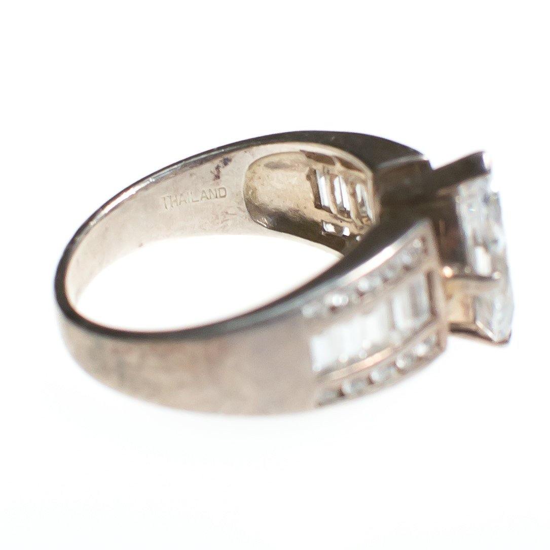 Vintage Sterling Silver Marquise with Baguettes Cubic Zirconia Engagement Ring by Sterling Silver - Vintage Meet Modern Vintage Jewelry - Chicago, Illinois - #oldhollywoodglamour #vintagemeetmodern #designervintage #jewelrybox #antiquejewelry #vintagejewelry