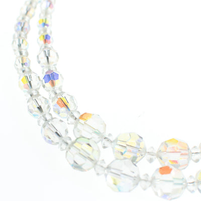 Vintage Classic Mid Century Modern 1950s Double Strand Aurora Borealis Faceted Crystal Necklace by 1950s - Vintage Meet Modern Vintage Jewelry - Chicago, Illinois - #oldhollywoodglamour #vintagemeetmodern #designervintage #jewelrybox #antiquejewelry #vintagejewelry