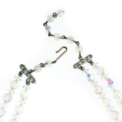 Vintage Classic Mid Century Modern 1950s Double Strand Aurora Borealis Faceted Crystal Necklace by 1950s - Vintage Meet Modern Vintage Jewelry - Chicago, Illinois - #oldhollywoodglamour #vintagemeetmodern #designervintage #jewelrybox #antiquejewelry #vintagejewelry