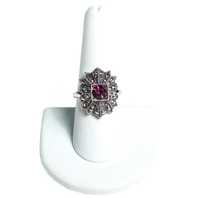 Vintage Marcasite and Amethyst Crystal Statement Ring by 1970s - Vintage Meet Modern Vintage Jewelry - Chicago, Illinois - #oldhollywoodglamour #vintagemeetmodern #designervintage #jewelrybox #antiquejewelry #vintagejewelry