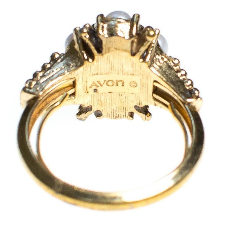 Vintage Avon Ruby Red Crystal and Faux Pearl Cocktail Statement Ring by Avon - Vintage Meet Modern Vintage Jewelry - Chicago, Illinois - #oldhollywoodglamour #vintagemeetmodern #designervintage #jewelrybox #antiquejewelry #vintagejewelry