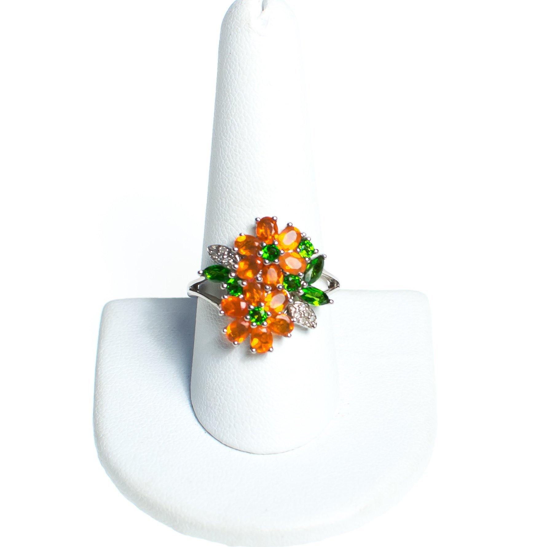 Vintage Citrine and Peridot Flower Cocktail Statement Ring Set In Sterling Silver by Sterling Silver - Vintage Meet Modern Vintage Jewelry - Chicago, Illinois - #oldhollywoodglamour #vintagemeetmodern #designervintage #jewelrybox #antiquejewelry #vintagejewelry