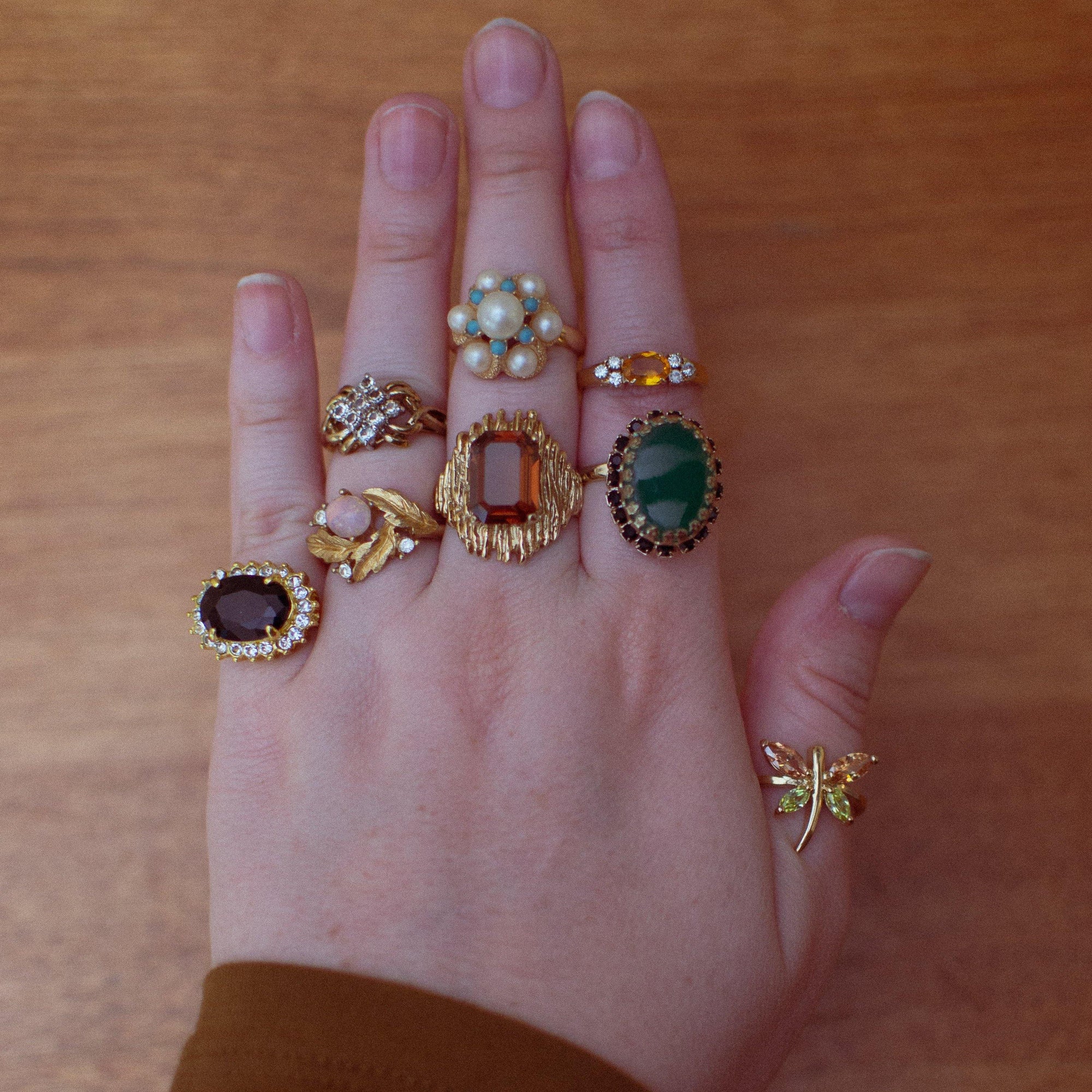 Vintage Citrine and Peridot Semiprecious Gemstone Cocktail Statement Ring Size 10 by Gemstone - Vintage Meet Modern Vintage Jewelry - Chicago, Illinois - #oldhollywoodglamour #vintagemeetmodern #designervintage #jewelrybox #antiquejewelry #vintagejewelry