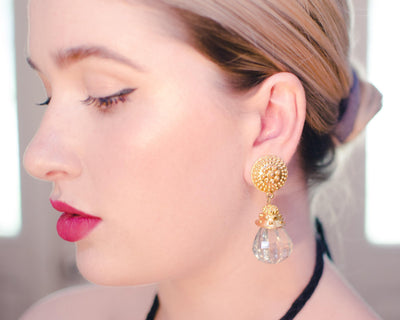 Vintage 1980s Crystal Lucite Chandelier Drop Statement Earrings by 1980s - Vintage Meet Modern Vintage Jewelry - Chicago, Illinois - #oldhollywoodglamour #vintagemeetmodern #designervintage #jewelrybox #antiquejewelry #vintagejewelry