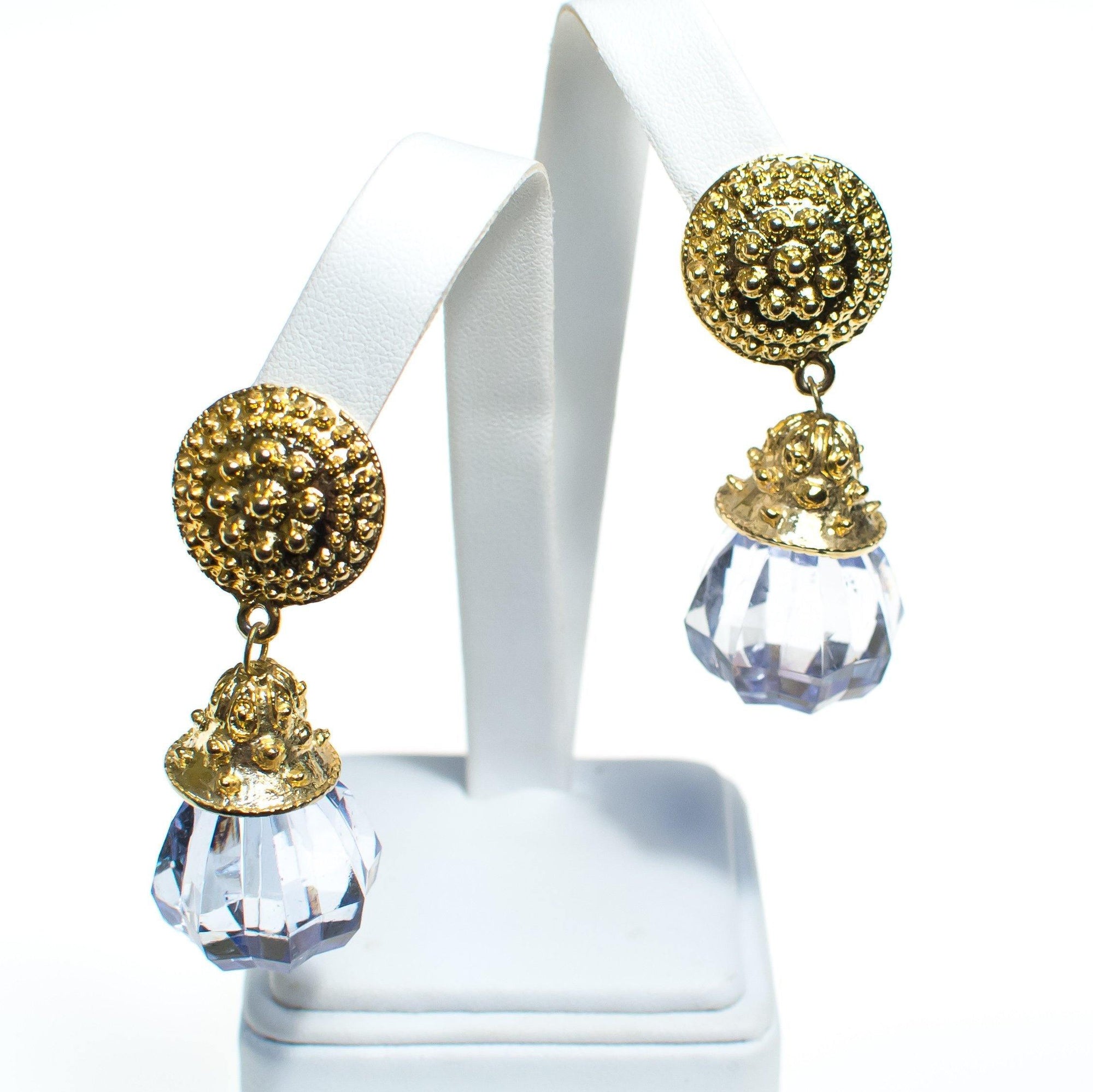 Vintage 1980s Crystal Lucite Chandelier Drop Statement Earrings by 1980s - Vintage Meet Modern Vintage Jewelry - Chicago, Illinois - #oldhollywoodglamour #vintagemeetmodern #designervintage #jewelrybox #antiquejewelry #vintagejewelry