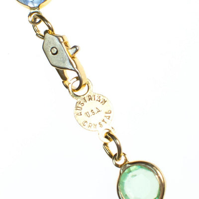 Vintage Pastel Rainbow Austrian Bezel Crystal Necklace, Spring Ring Clasp, Gold Tone, Pink, Blue, Light Green by Austria - Vintage Meet Modern Vintage Jewelry - Chicago, Illinois - #oldhollywoodglamour #vintagemeetmodern #designervintage #jewelrybox #antiquejewelry #vintagejewelry