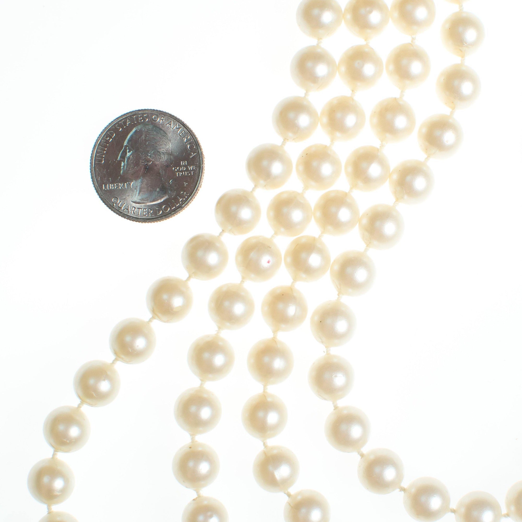 Vintage Opera Length Faux Pearl Necklace by Pearls - Vintage Meet Modern Vintage Jewelry - Chicago, Illinois - #oldhollywoodglamour #vintagemeetmodern #designervintage #jewelrybox #antiquejewelry #vintagejewelry