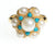 Vintage 1970s Avon Faux Pearl and Turquoise Bead Adjustable Cocktail Statement Ring
