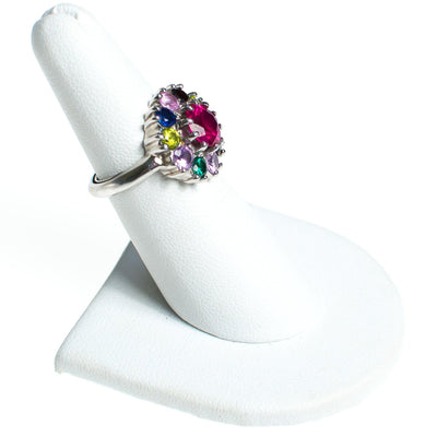 Vintage Rainbow Gemstone Sterling Silver Statement Ring Ruby Sapphire Pink Tourmaline Peridot Citrine Size 6 by Gemstone - Vintage Meet Modern Vintage Jewelry - Chicago, Illinois - #oldhollywoodglamour #vintagemeetmodern #designervintage #jewelrybox #antiquejewelry #vintagejewelry
