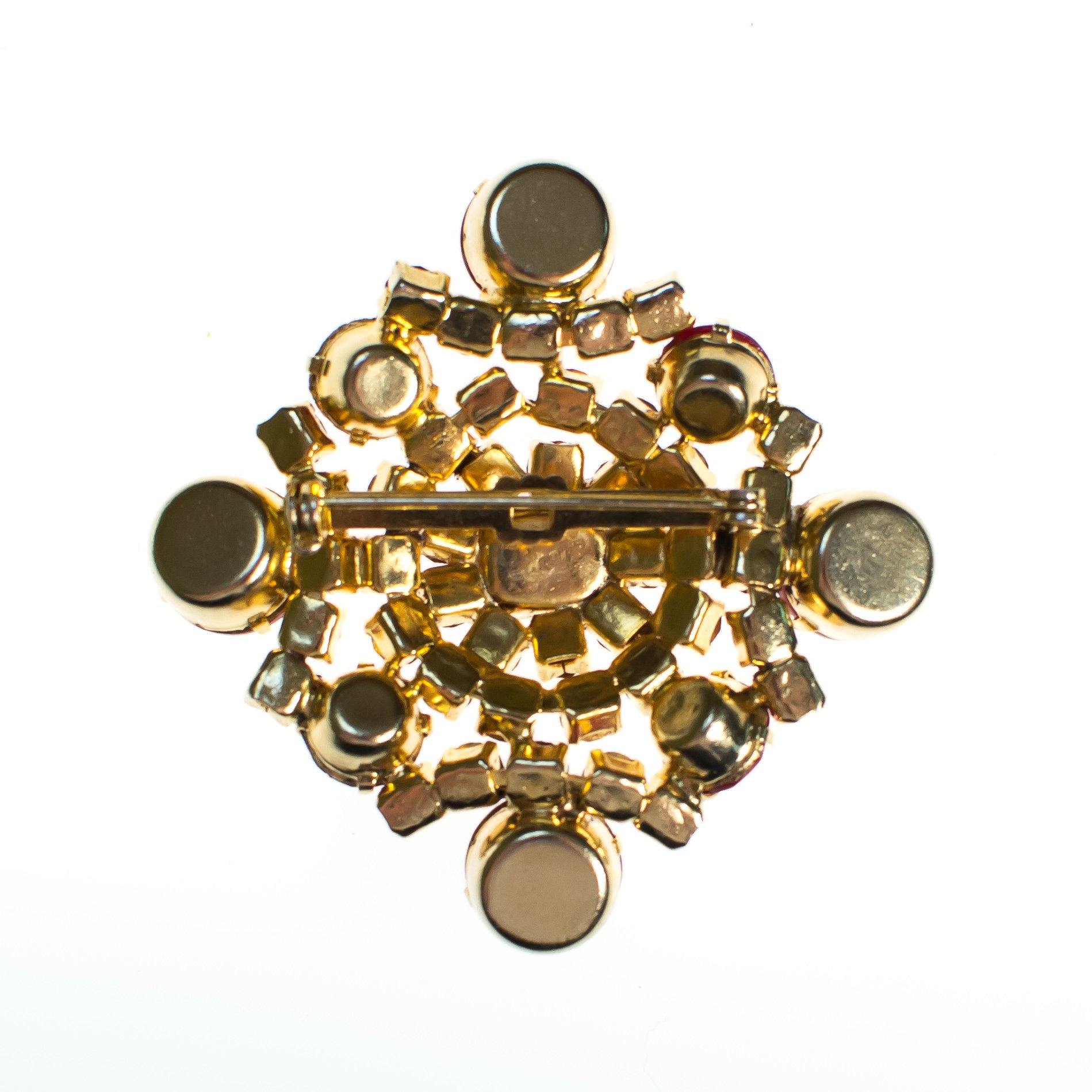 Vintage Red Rhinestone Brooch by 1950s - Vintage Meet Modern Vintage Jewelry - Chicago, Illinois - #oldhollywoodglamour #vintagemeetmodern #designervintage #jewelrybox #antiquejewelry #vintagejewelry