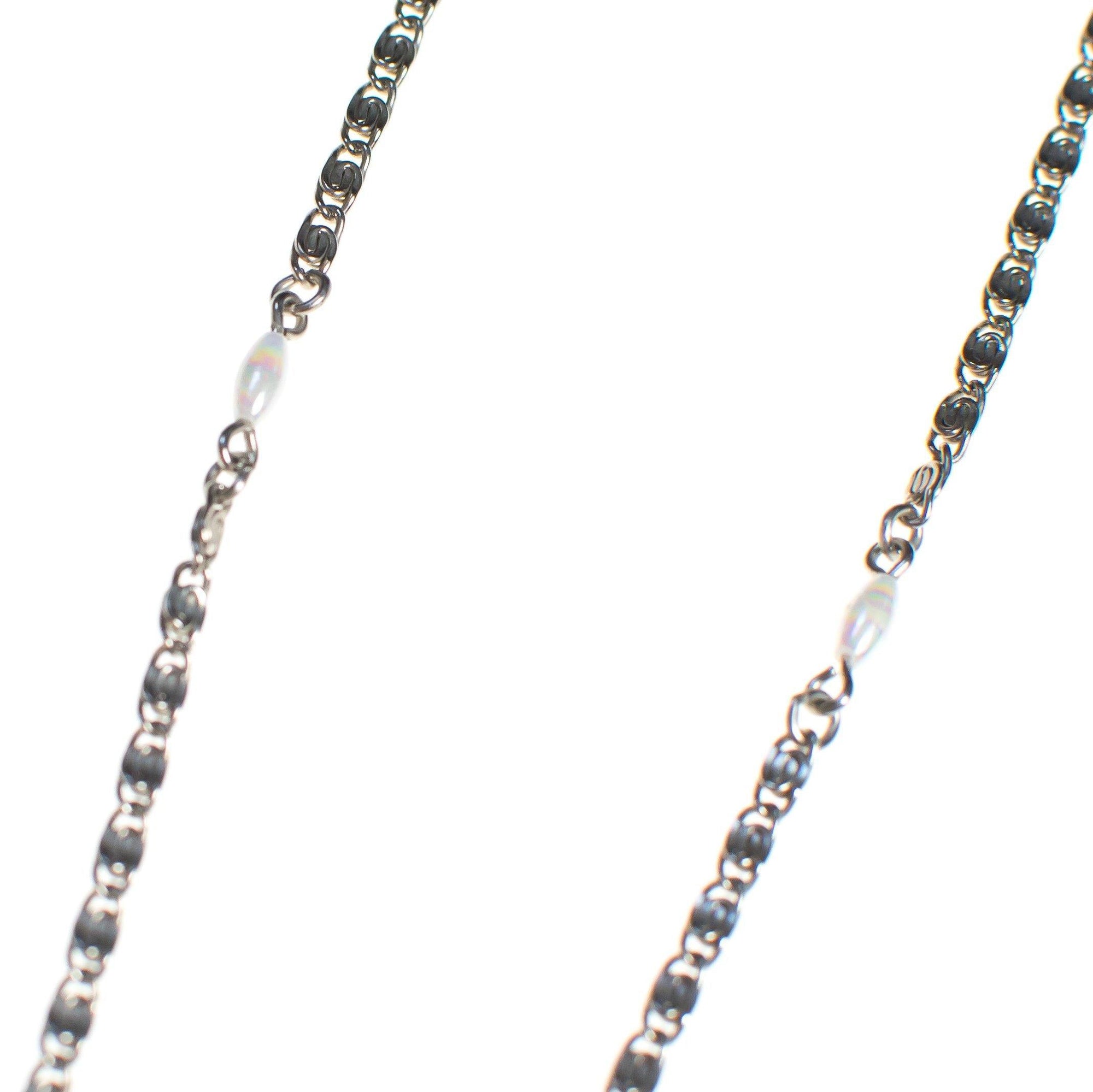 Vintage Edwardian Revival Mother of Pearl Pendant Silver Necklace, Long Pendant Necklace by 1970s - Vintage Meet Modern Vintage Jewelry - Chicago, Illinois - #oldhollywoodglamour #vintagemeetmodern #designervintage #jewelrybox #antiquejewelry #vintagejewelry