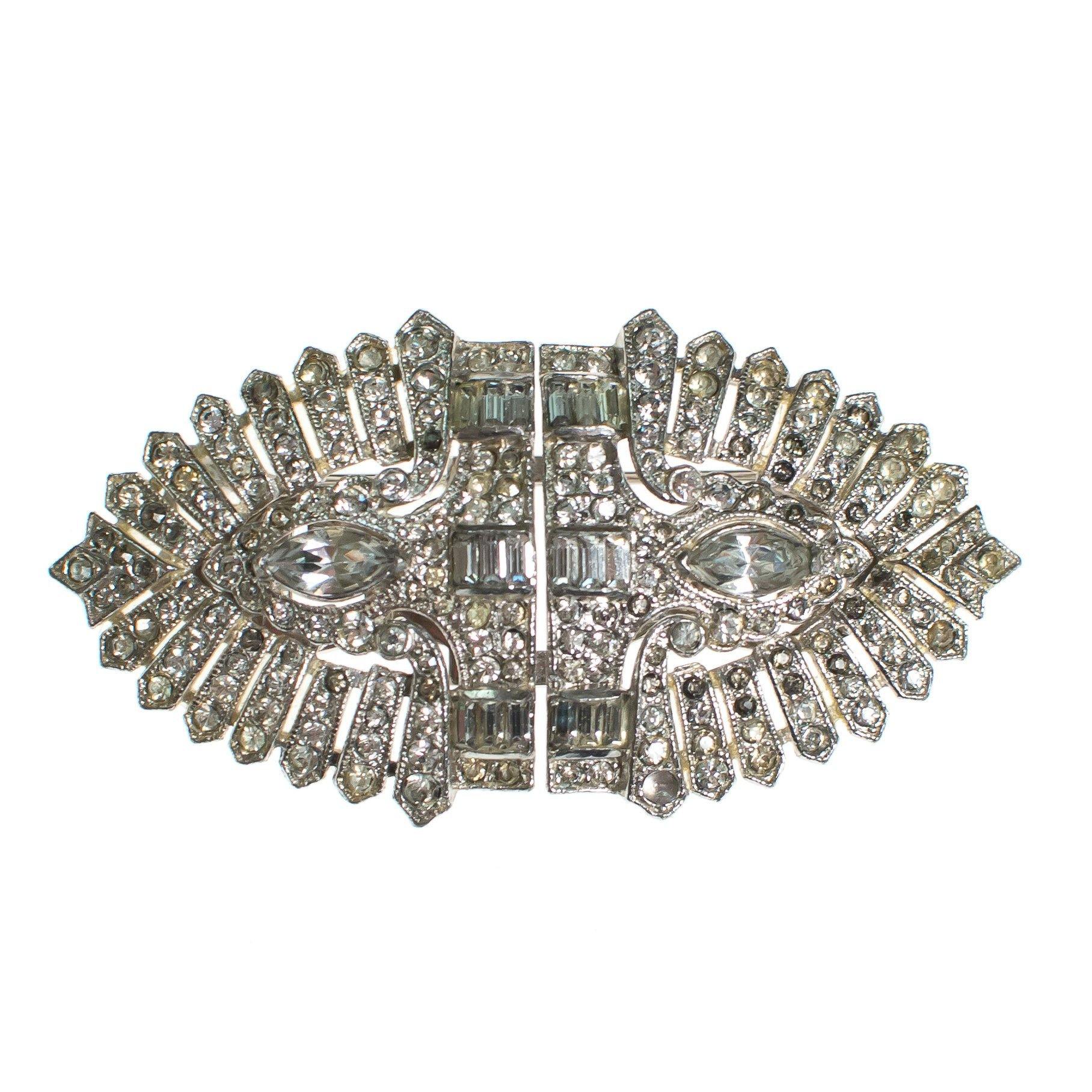 Vintage 1920s Art Deco Rhinestone Duette Brooch Dress Clips by 1920s - Vintage Meet Modern Vintage Jewelry - Chicago, Illinois - #oldhollywoodglamour #vintagemeetmodern #designervintage #jewelrybox #antiquejewelry #vintagejewelry