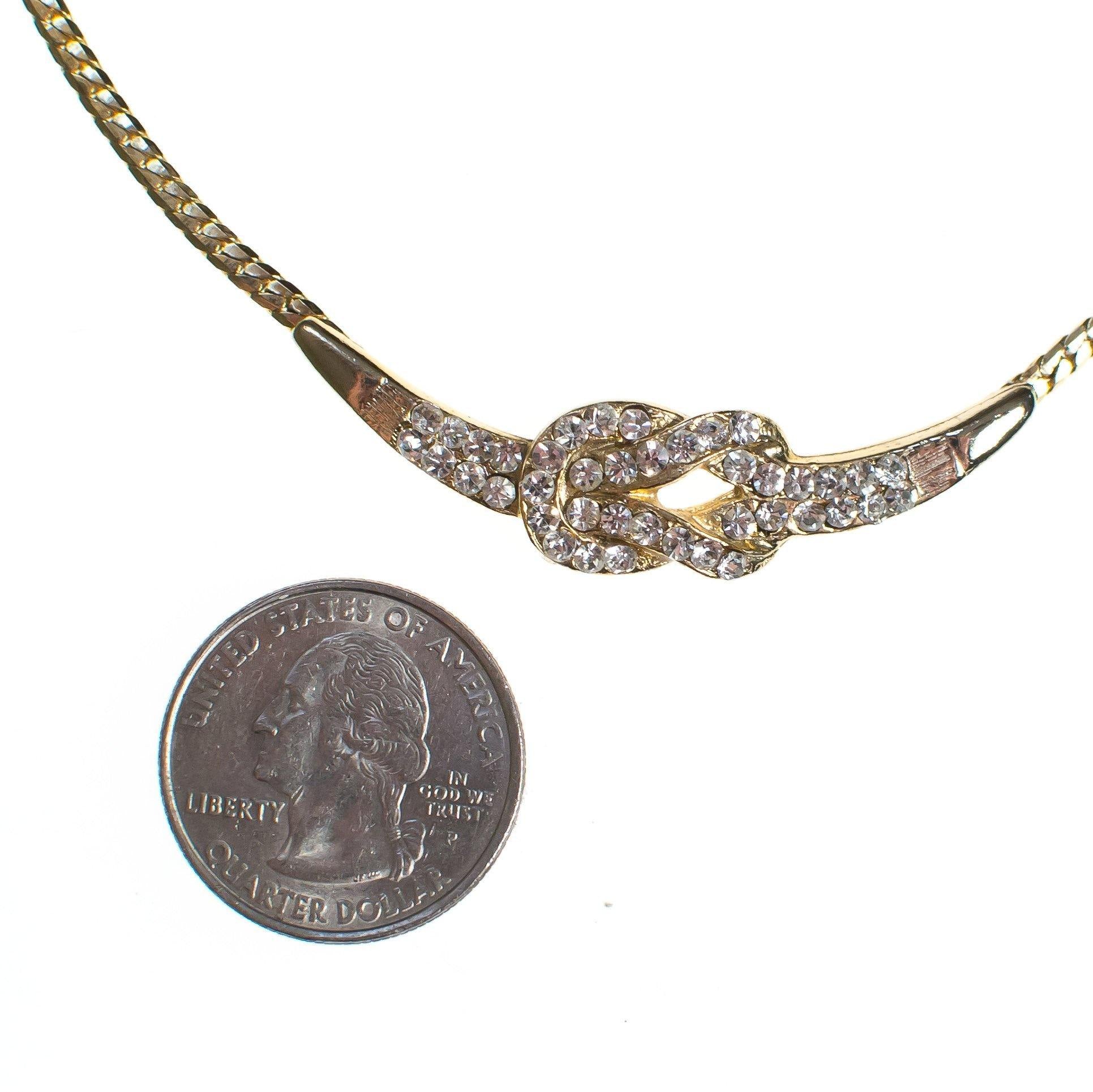 Vintage 1980s Rhinestone Knot Necklace by 1980s - Vintage Meet Modern Vintage Jewelry - Chicago, Illinois - #oldhollywoodglamour #vintagemeetmodern #designervintage #jewelrybox #antiquejewelry #vintagejewelry