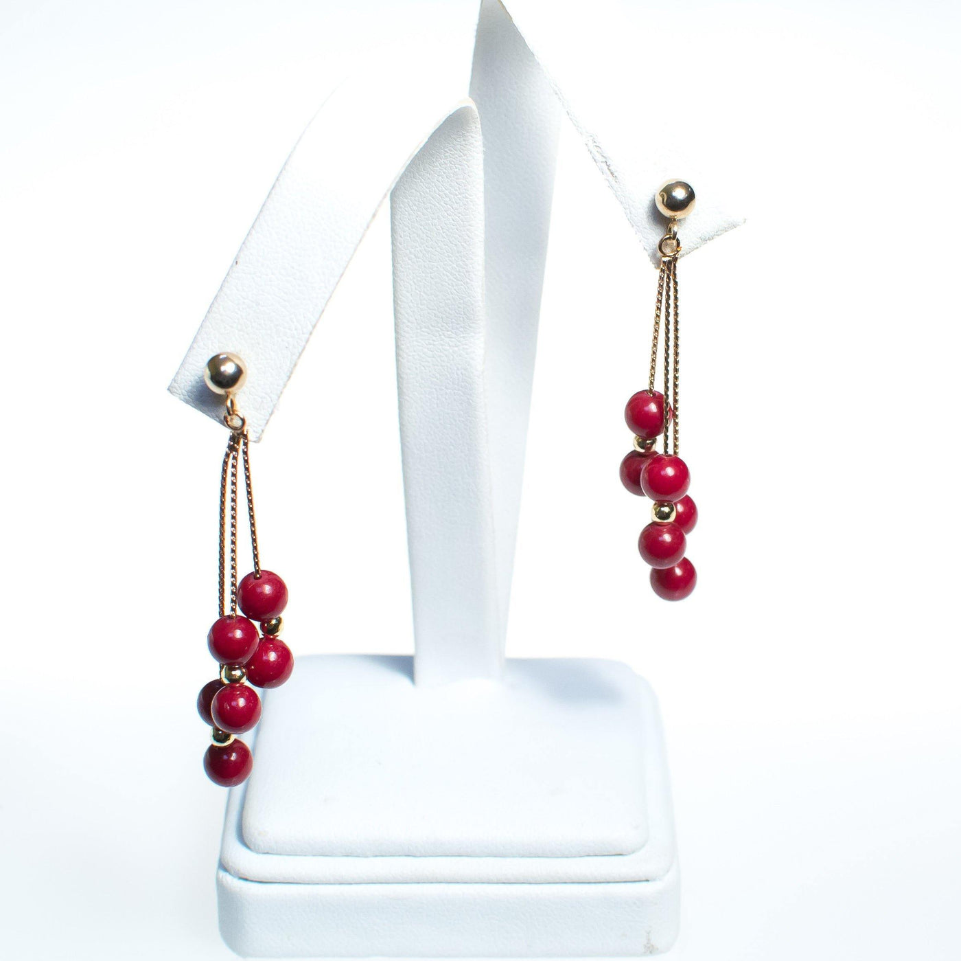 Vintage Rubelite Bead Drop Earrings