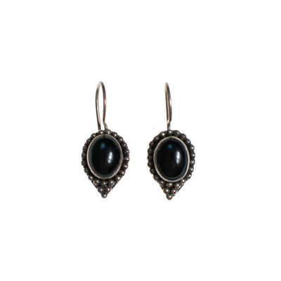 Vintage Native American Sterling Silver and Onyx Earrings, Drop, Dangle, Wire Hook Clasp by Sterling Silver - Vintage Meet Modern Vintage Jewelry - Chicago, Illinois - #oldhollywoodglamour #vintagemeetmodern #designervintage #jewelrybox #antiquejewelry #vintagejewelry