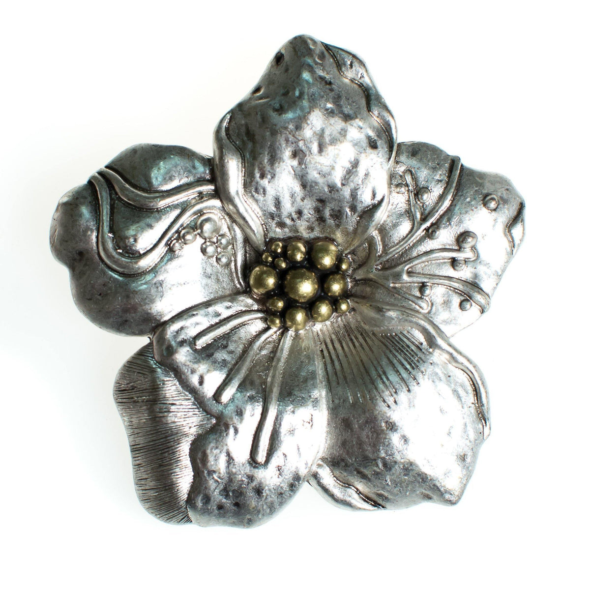 Vintage Modernist Silver Flower Blossom Statement Pendant