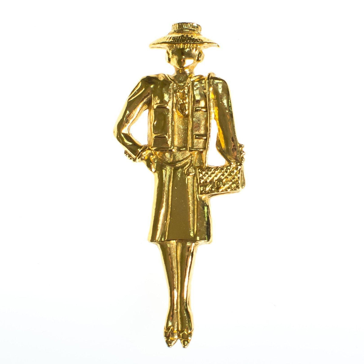 Vintage Authentic Coco Chanel Mademoiselle Gold Brooch