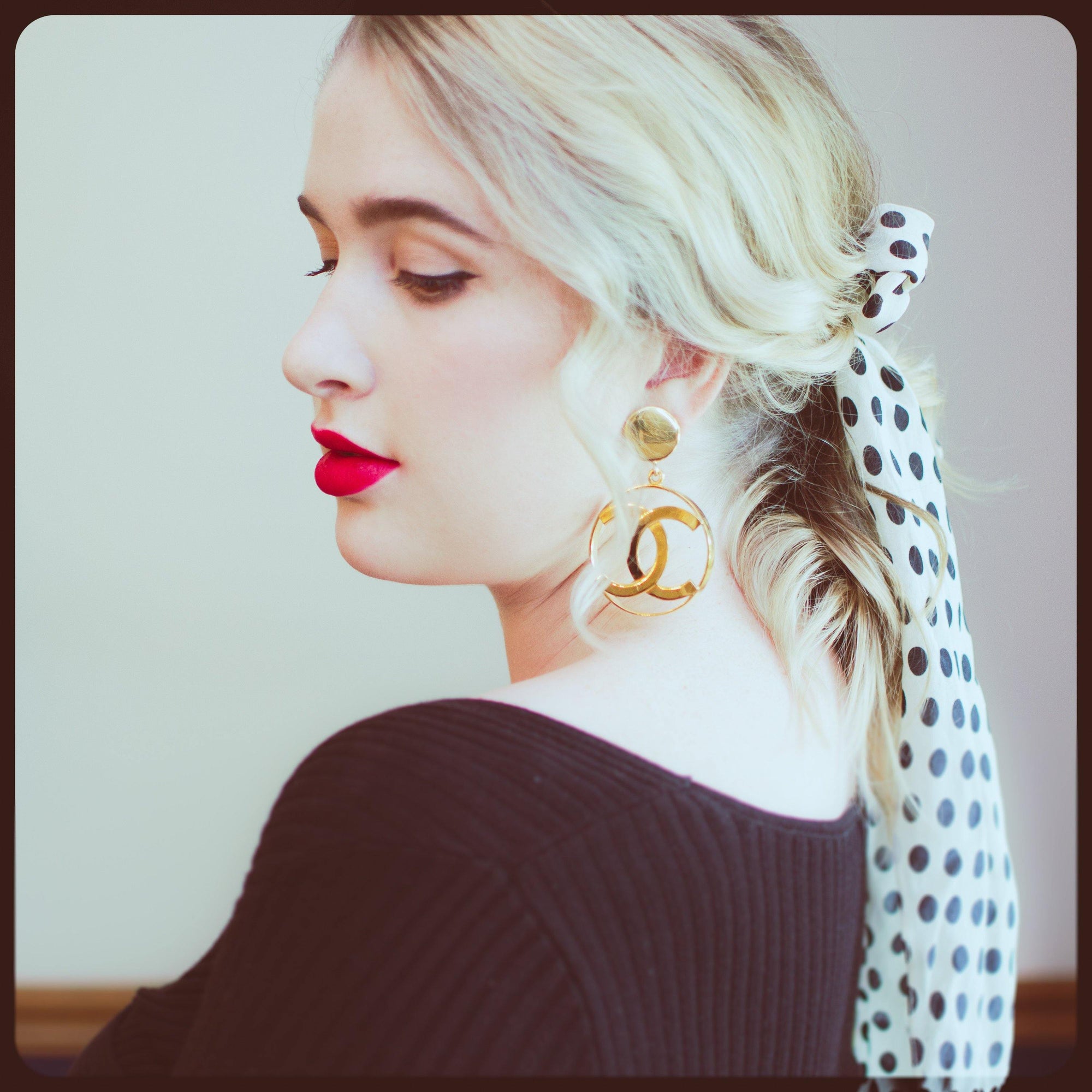 Vintage Gold Chanel CC Logo Statement Earrings by Chanel - Vintage Meet Modern Vintage Jewelry - Chicago, Illinois - #oldhollywoodglamour #vintagemeetmodern #designervintage #jewelrybox #antiquejewelry #vintagejewelry