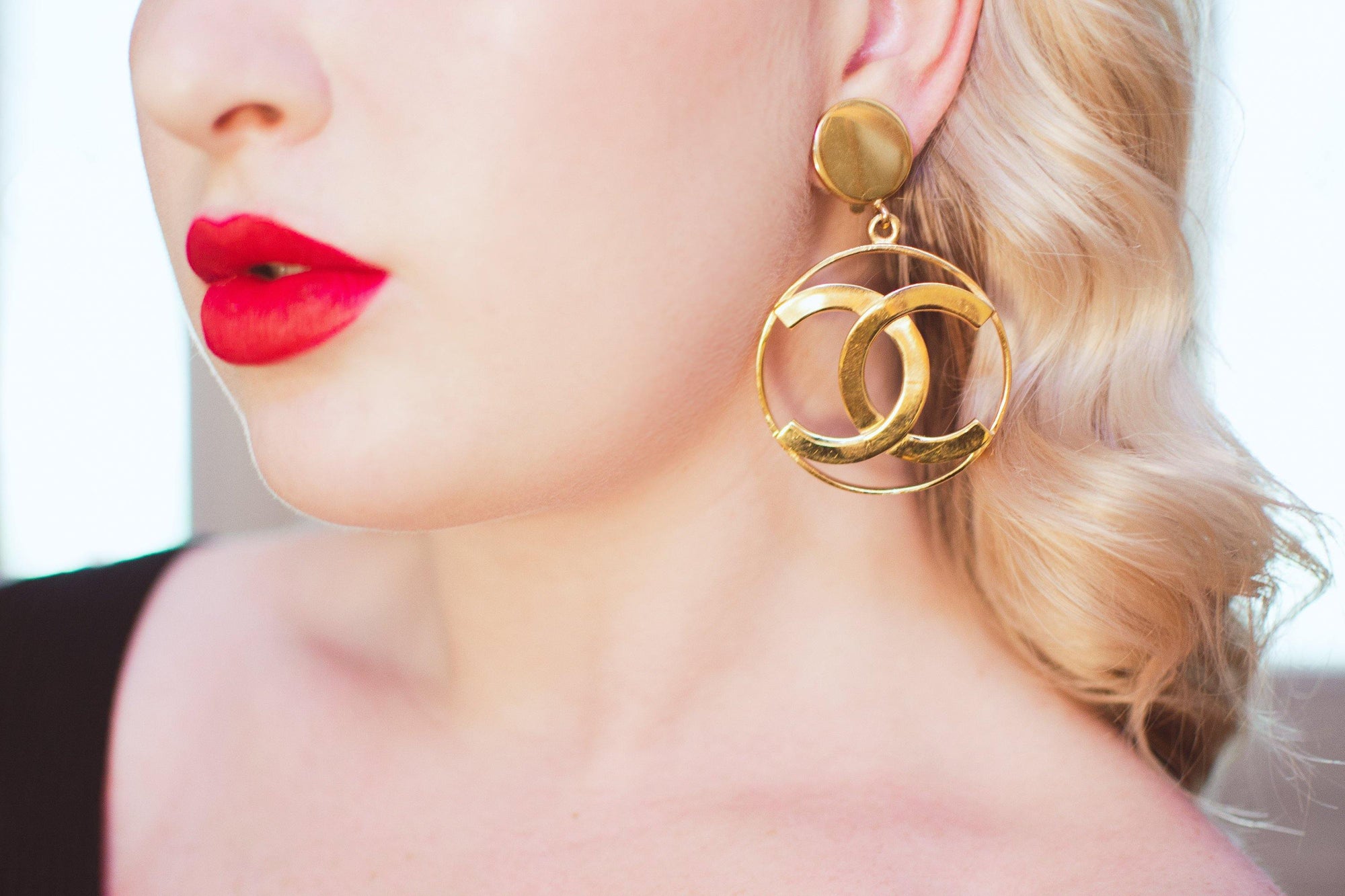 Vintage Gold Chanel CC Logo Statement Earrings by Chanel - Vintage Meet Modern Vintage Jewelry - Chicago, Illinois - #oldhollywoodglamour #vintagemeetmodern #designervintage #jewelrybox #antiquejewelry #vintagejewelry