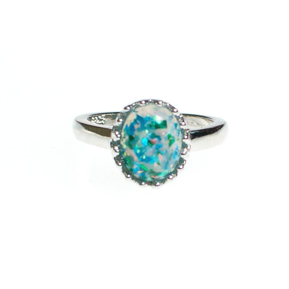Vintage Green Glitter Lucite Statement Ring
