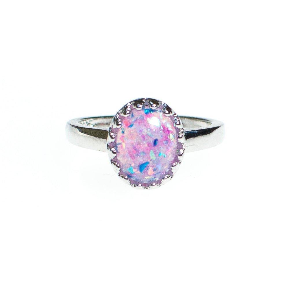Vintage Pink Glitter Lucite Statement Ring