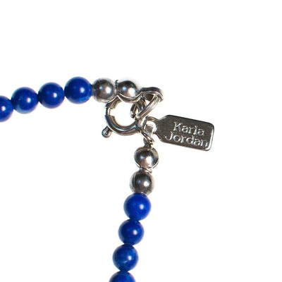 Vintage Karla Jordan Blue Speckled Sodalite Heart Pendant Beaded Necklace by Karla Jordan - Vintage Meet Modern Vintage Jewelry - Chicago, Illinois - #oldhollywoodglamour #vintagemeetmodern #designervintage #jewelrybox #antiquejewelry #vintagejewelry