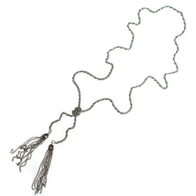 Vintage 1970s Silver Tassel Lariat Necklace by Lariat - Vintage Meet Modern Vintage Jewelry - Chicago, Illinois - #oldhollywoodglamour #vintagemeetmodern #designervintage #jewelrybox #antiquejewelry #vintagejewelry