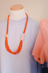 Vintage Orange Beaded Necklace, Multi-strand, Orange Lucite Beads, Geometric Beads by Artisan - Vintage Meet Modern Vintage Jewelry - Chicago, Illinois - #oldhollywoodglamour #vintagemeetmodern #designervintage #jewelrybox #antiquejewelry #vintagejewelry