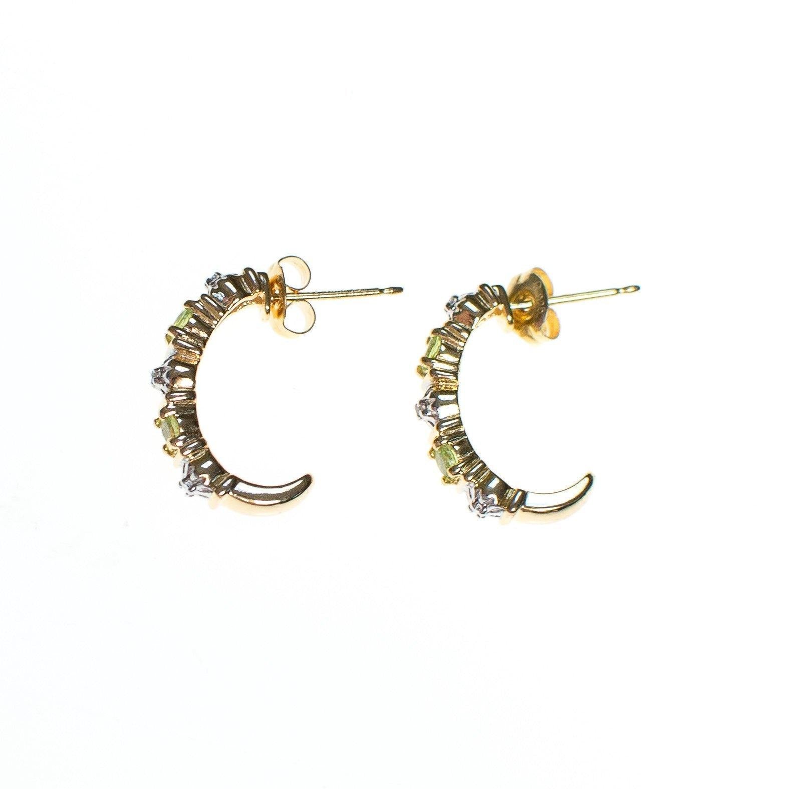 Vintage Lemon Citrine and Diamond 18kt Gold Over Sterling Silver Half Hoop Earrings by Lemon Citrine - Vintage Meet Modern Vintage Jewelry - Chicago, Illinois - #oldhollywoodglamour #vintagemeetmodern #designervintage #jewelrybox #antiquejewelry #vintagejewelry