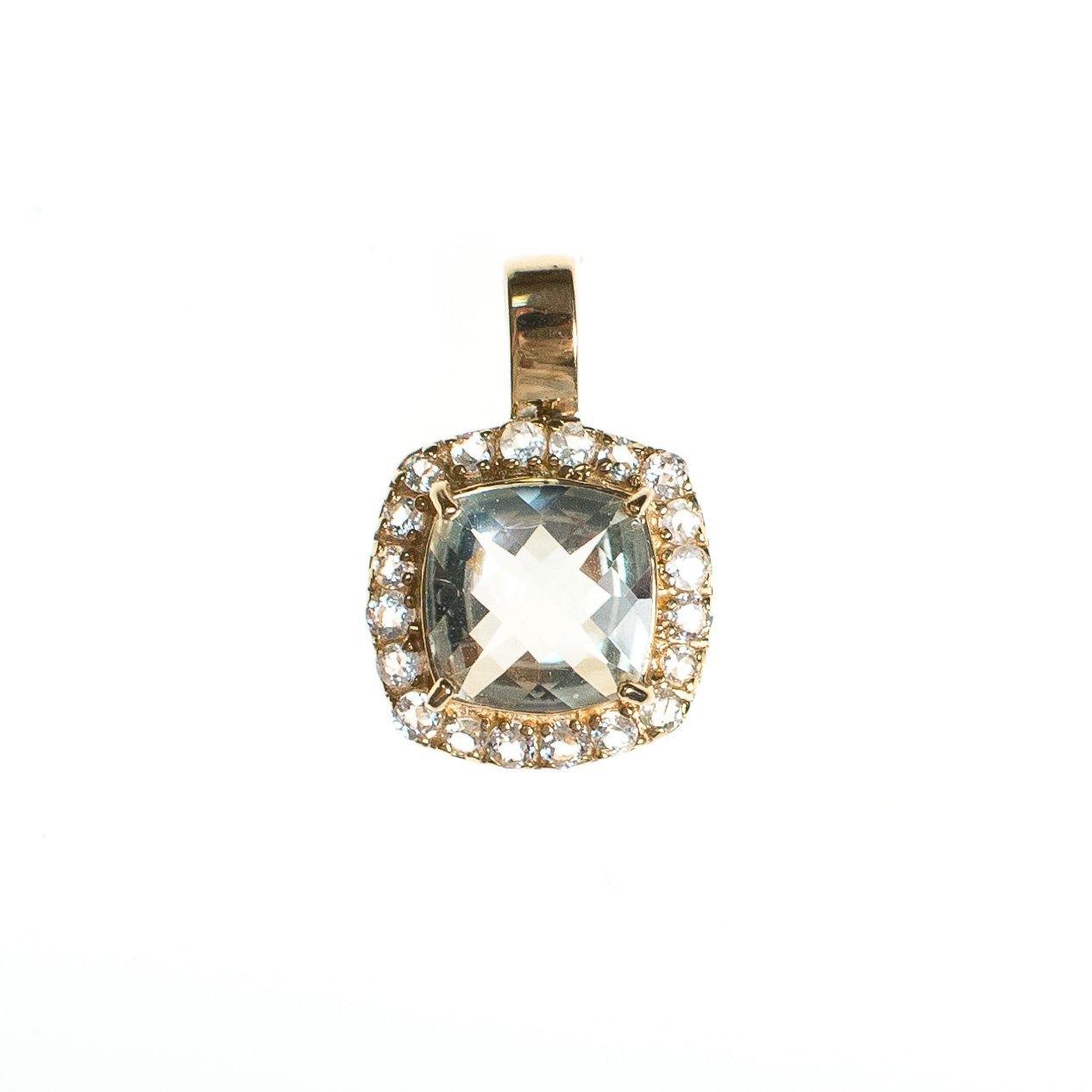 Vintage Aquamarine and White Topaz Pendant Set in 10kt Gold by Aquamarine - Vintage Meet Modern Vintage Jewelry - Chicago, Illinois - #oldhollywoodglamour #vintagemeetmodern #designervintage #jewelrybox #antiquejewelry #vintagejewelry