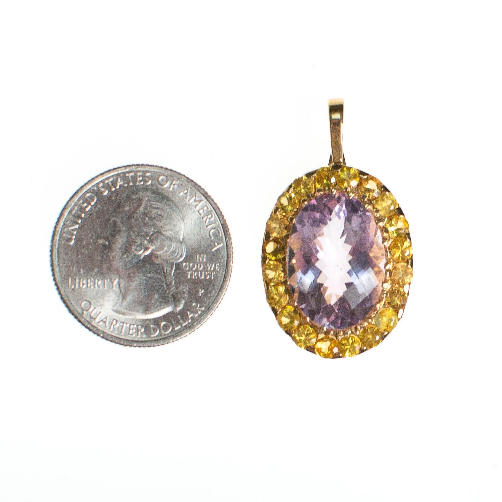 Vintage Amethyst and Yellow Topaz 10kt Pendant Necklace by Amethyst - Vintage Meet Modern Vintage Jewelry - Chicago, Illinois - #oldhollywoodglamour #vintagemeetmodern #designervintage #jewelrybox #antiquejewelry #vintagejewelry